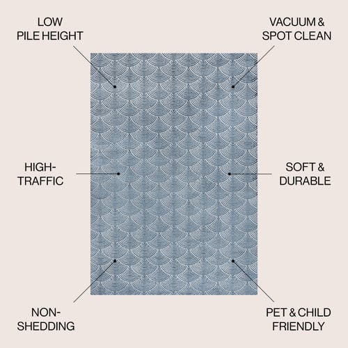 Jonathan Y Porter Geometric Art Deco Fan Pattern High-low Area Rug In Navy/cream