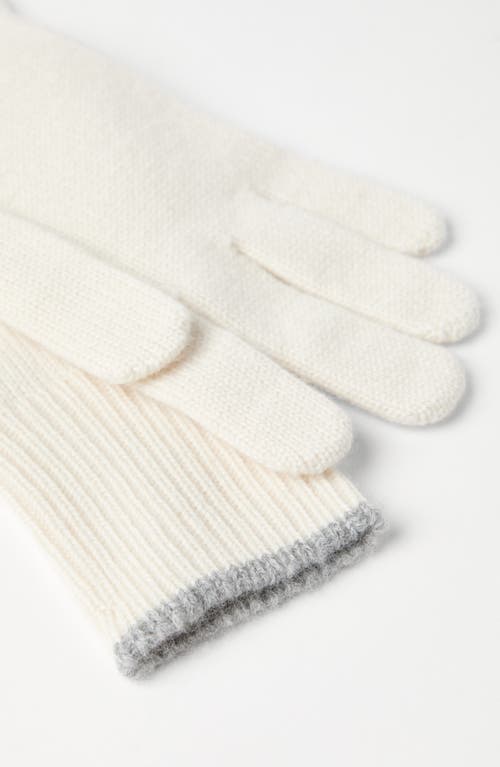 Shop Brunello Cucinelli Cashmere Knit Gloves In Ecru