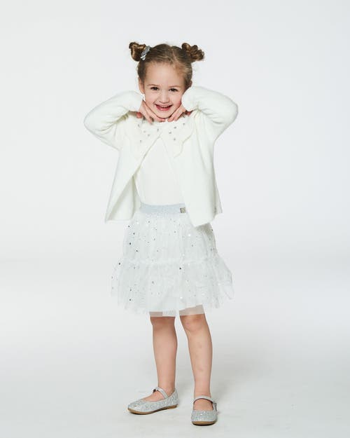 Deux Par Deux Girls' Glittering Tulle Skirt - Little Kid In Off White