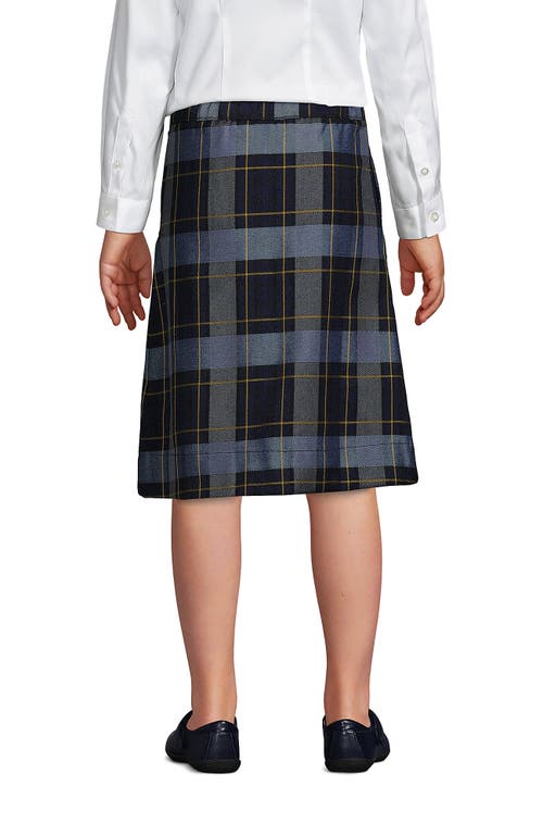 Shop Lands' End School Uniform Girls Slim Plaid A-line Skirt Below The Knee In Classic Navy Plaid