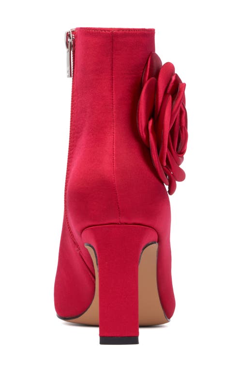 New York And Company Mckenna Floral Appliqué Bootie In Red