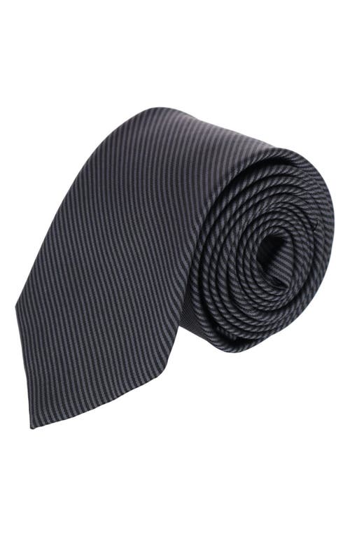 Trafalgar Leyton Stripe Silk X-long Tie In Black