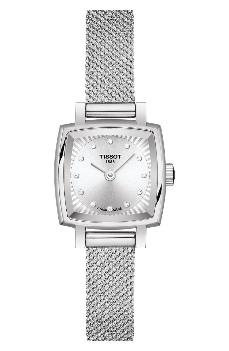 Tissot Lovely Square Diamond Bracelet Watch, 20mm, Main, color, Silver