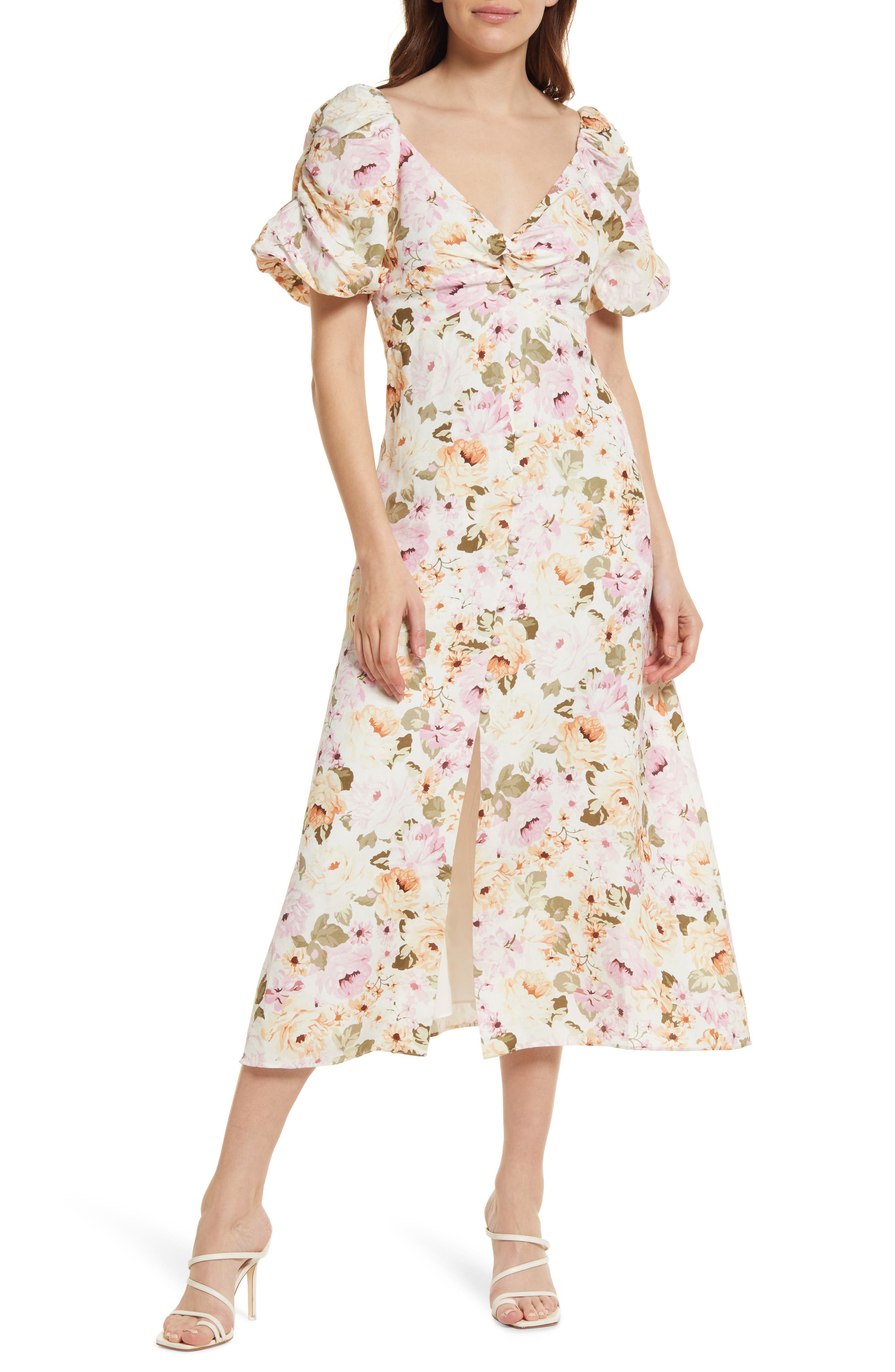 Ever New Tilly Twist Front Midi Dress in Blush Airlie Floral