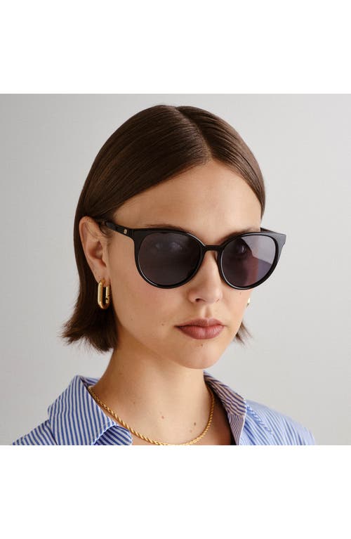 Shop Le Specs Armada 54mm Polarized Round Sunglasses In Shiny Black