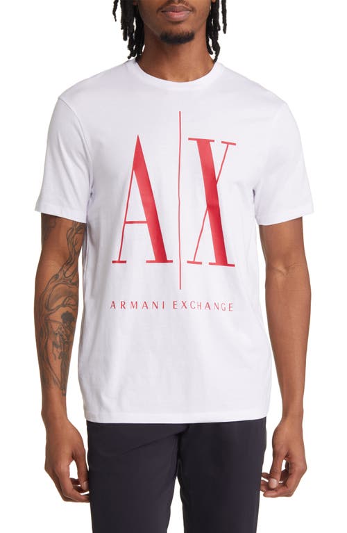 Armani Exchange Icon Logo Graphic Tee in White/Lipstick Red | Smart Closet