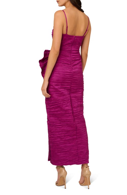 Shop Liv Foster Crushed Taffeta Side Slit Gown In Magenta Noirs