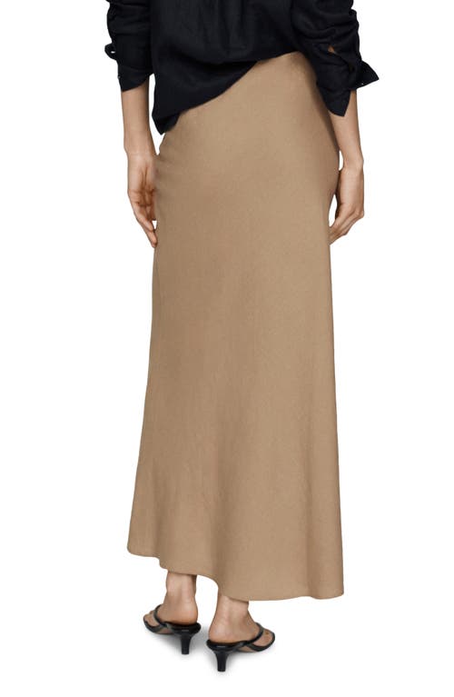 Mango Linen Blend Skirt In Medium Brown