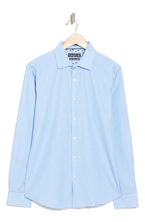 Shop Denim And Flower Geo Print Non-iron Tech Button-up Shirt In White/light Blue Geo