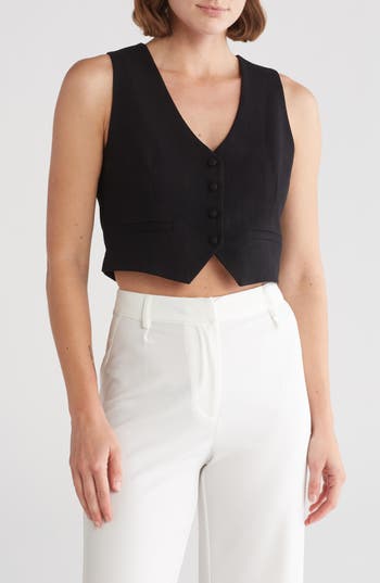 By Design Brandi Cutaway Button-up Vest In Black