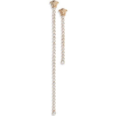 Versace Medusa Asymmetrical Crystal Linear Drop Earrings