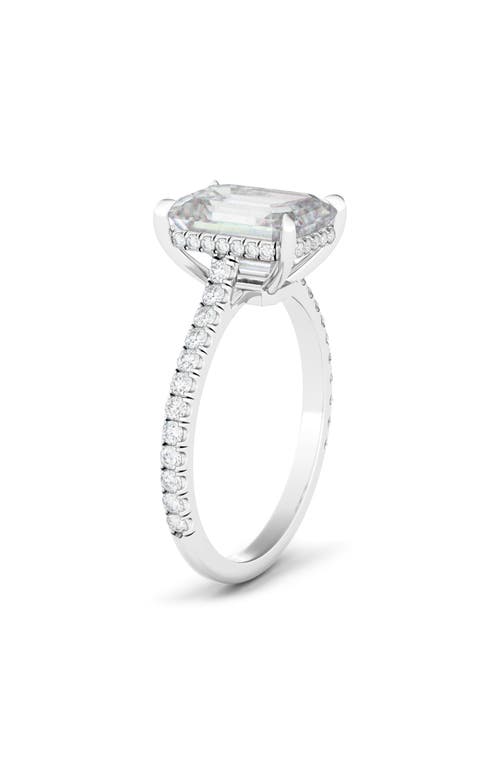 Shop Hautecarat Emerald Cut Pavé Lab Created Diamond Ring In 2.00 Ctw 18k White Gold