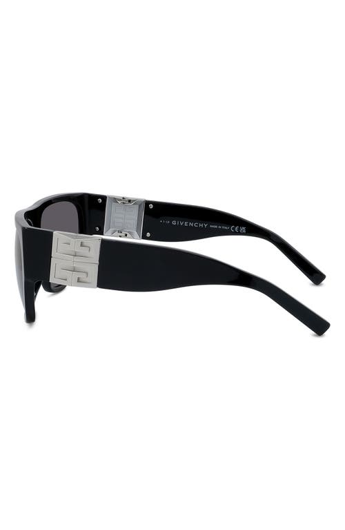 Shop Givenchy 4g Rectangular Sunglasses In Shiny Black/smoke