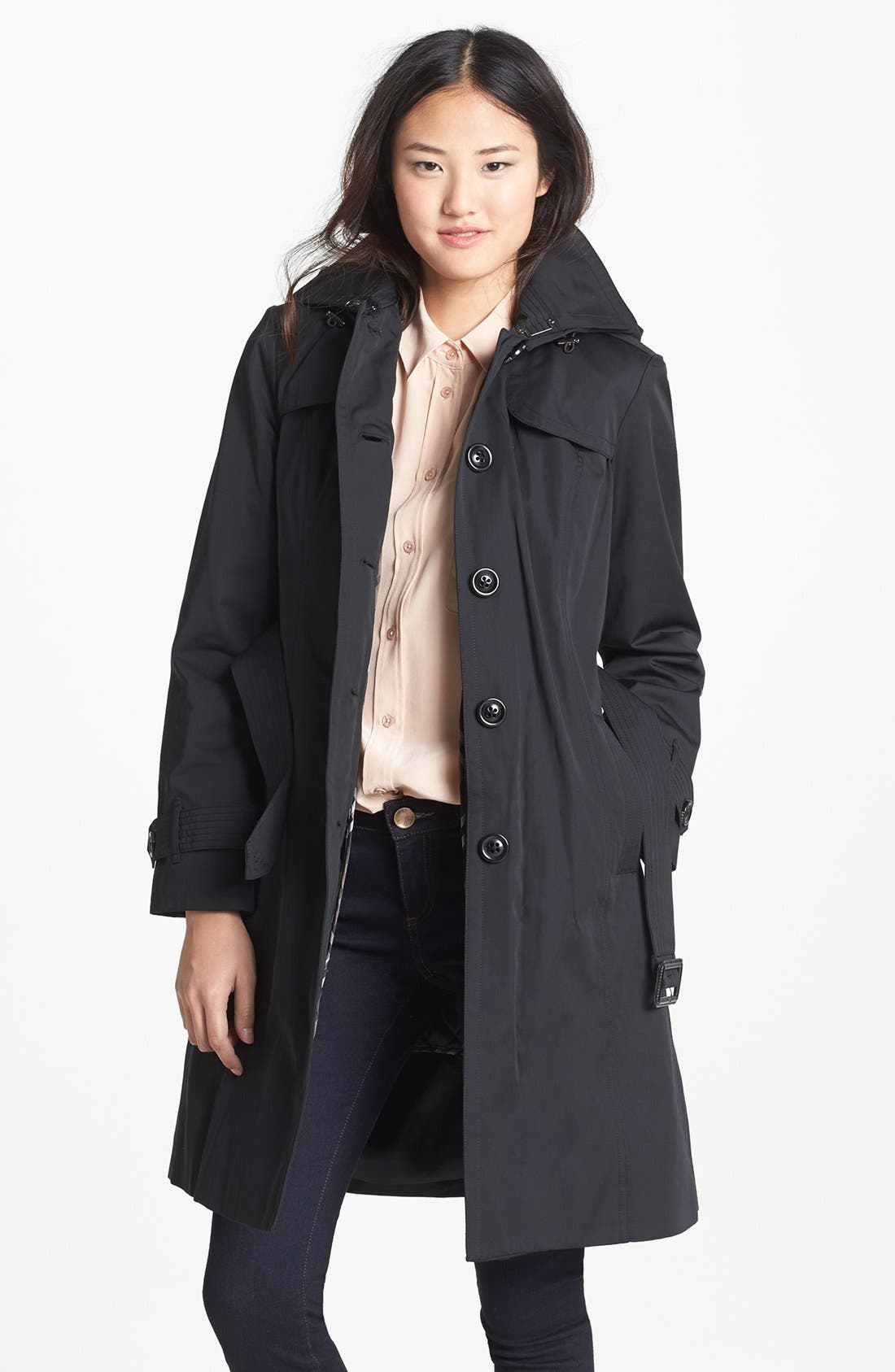 London Fog Trench Coat with Detachable Hood & Liner (Petite)