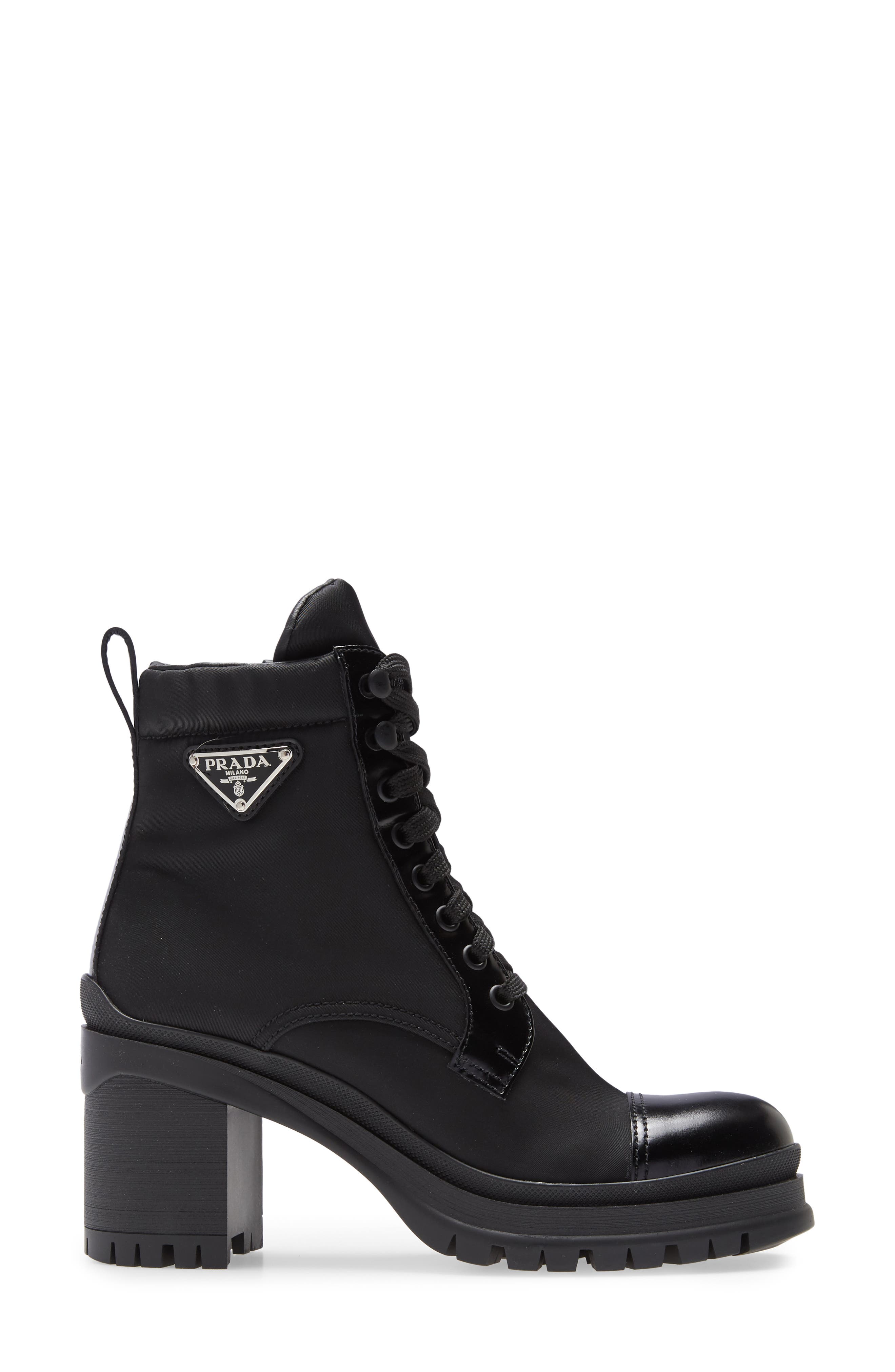 prada block heel combat boot