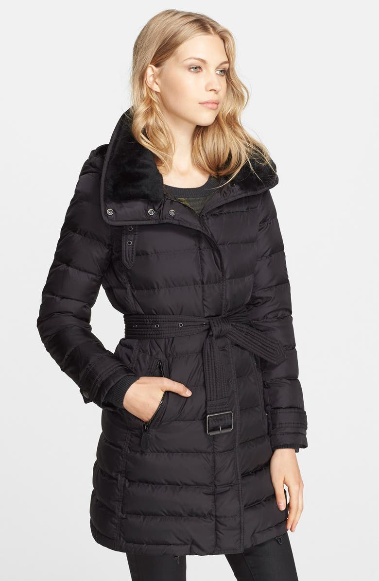 Burberry Brit 'Winterleigh' Down Coat with Detachable Shearling Collar ...