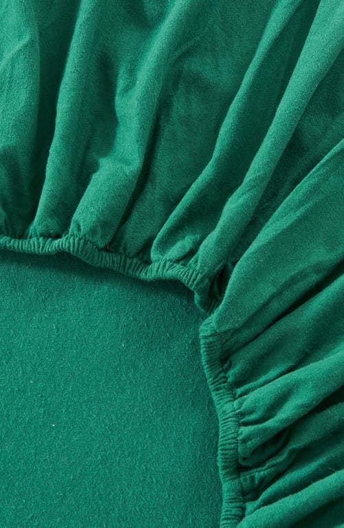 Woven & Weft Solid Cotton Flannel Sheet Set In Spruce Green