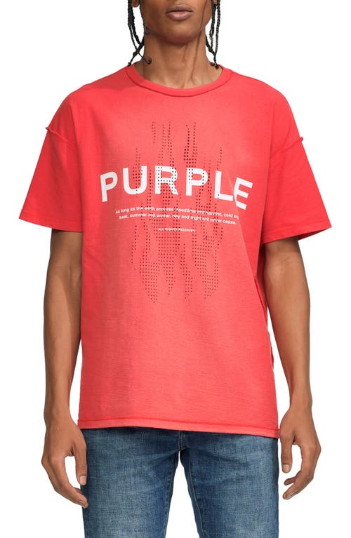 PURPLE BRAND Oversize Perforated Inside Out Graphic T-Shirt in Red