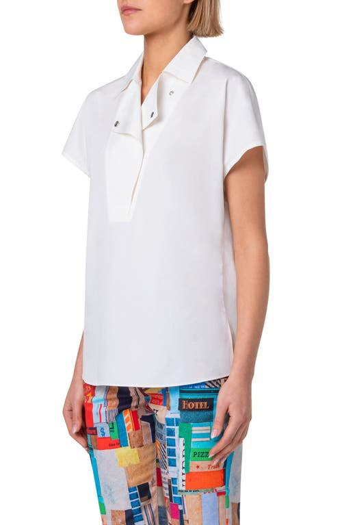 Shop Akris Punto Biker Collar Cotton Poplin Top In Cream