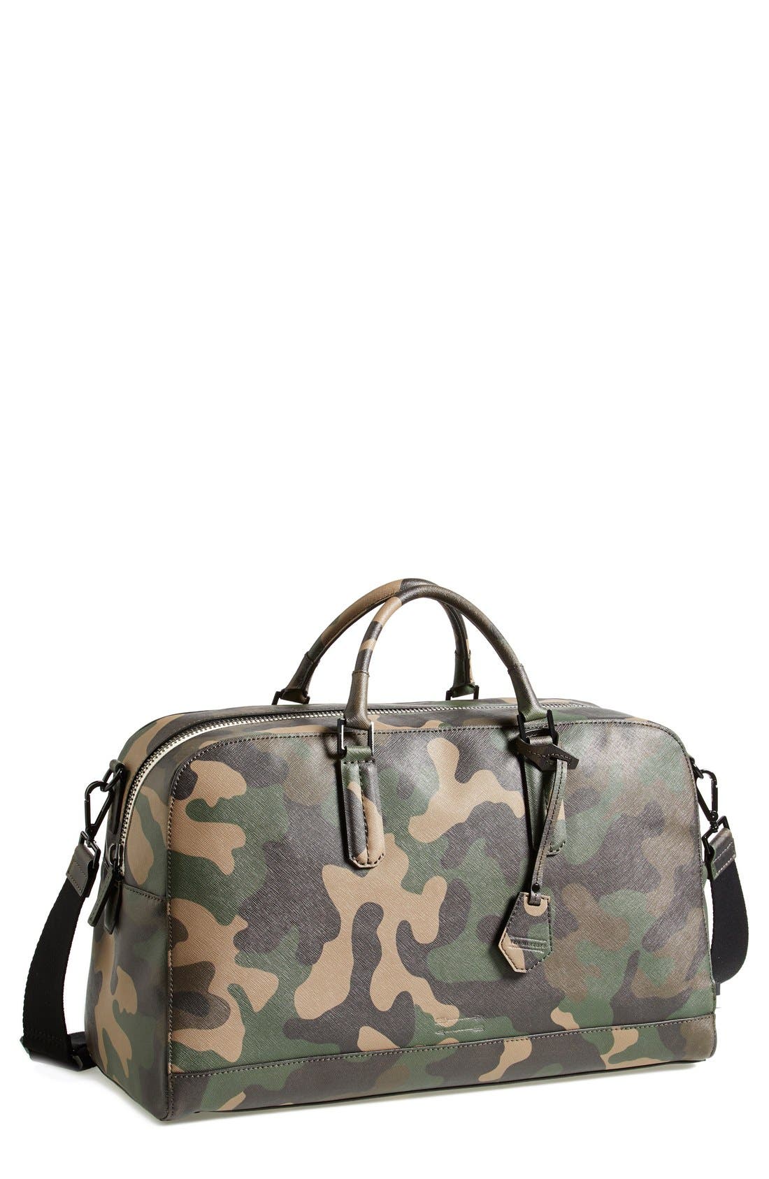 camo leather duffle bag