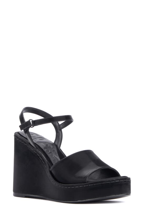 Shop Olivia Miller Magnetic Platform Wedge Sandal In Black