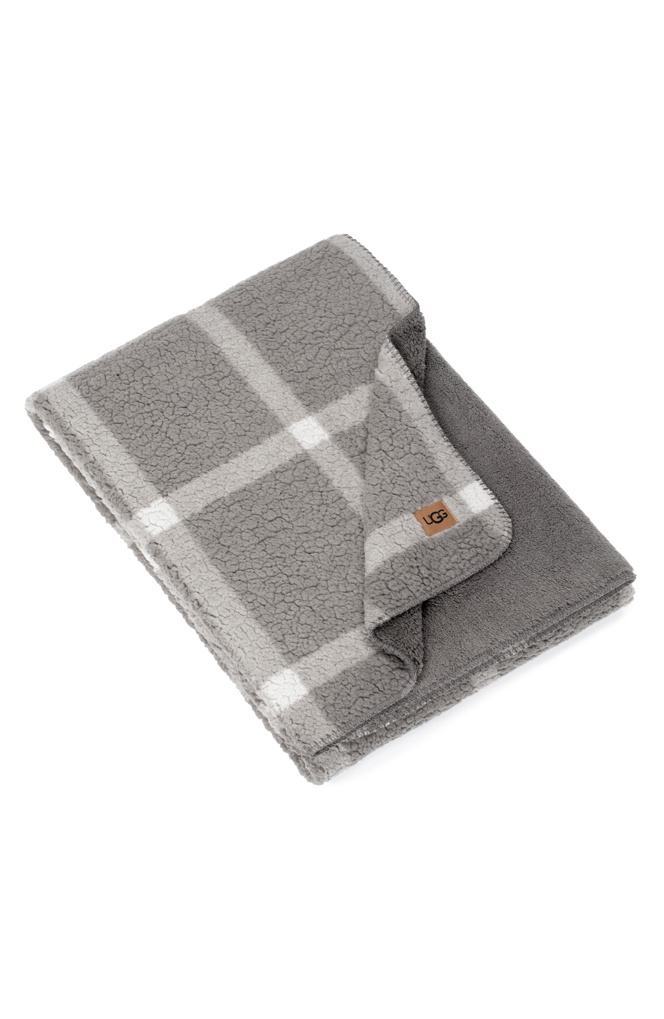 ugg avalon reversible throw blanket in glacier grey