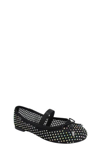 Shop Jellypop Kids' Anggie Rhinestone Mesh Flat In Black/black