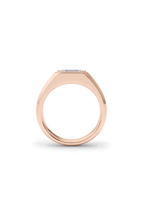 Hautecarat Emerald Cut Lab Created Diamond Signet Ring In 3.00 Ctw 18k Rose Gold