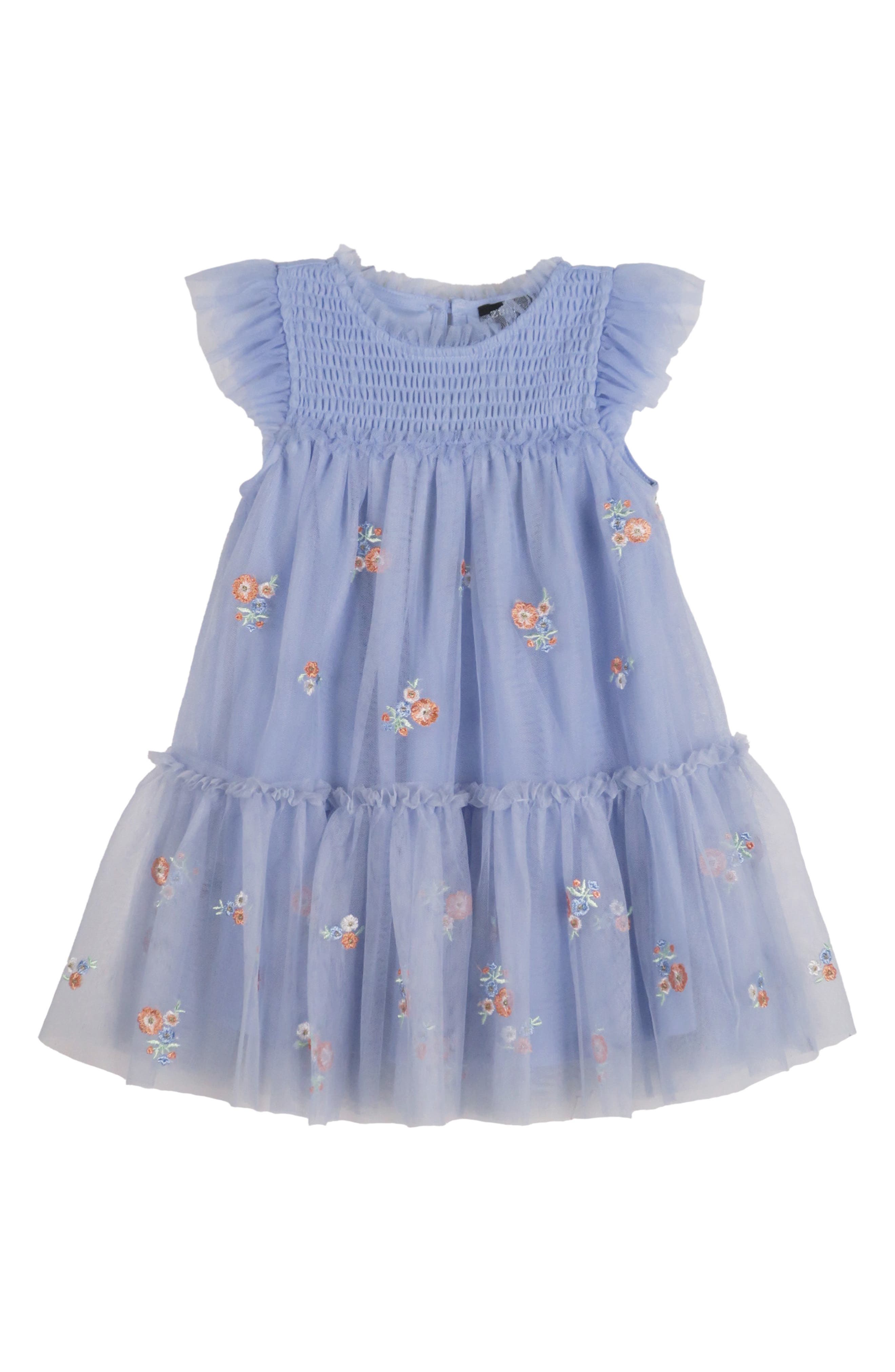 Zunie Kids' Embroidered Mesh Dress | Nordstrom