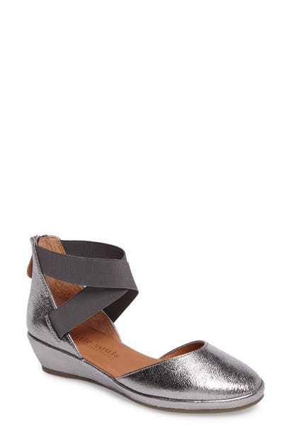Gentle Souls By Kenneth Cole 'noa' Elastic Strap D'orsay Sandal In Anthracite Leather
