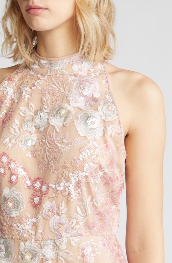 Shop Sam Edelman Floral Sequin Dress In Blush Multi