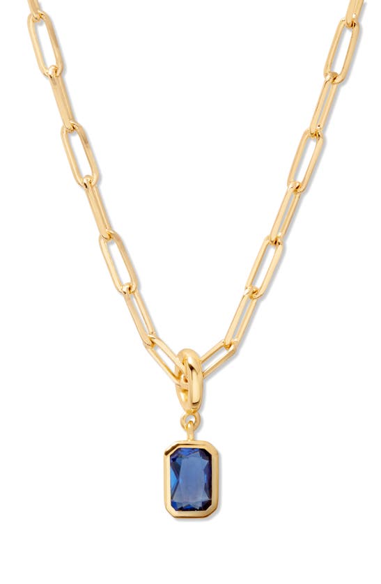 Shop Brook & York Mackenzie Birthstone Paper Clip Chain Pendant Necklace In Gold - September