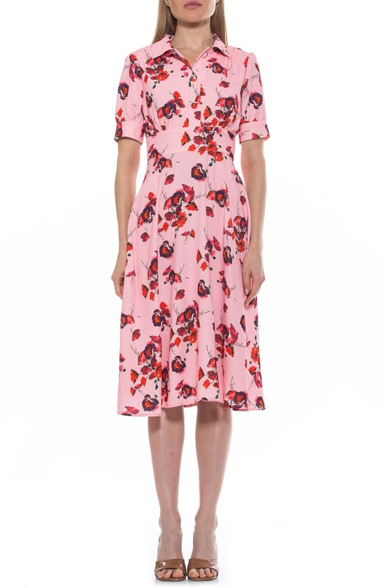 Alexia Admor Printed Spread Collar Midi Dress In Blush Floral