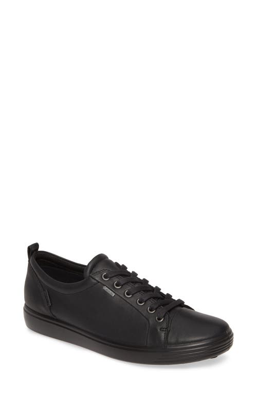 ECCO Soft 7 Gore-Tex Waterproof Sneaker in Black Leather at Nordstrom, Size 8-8.5Us