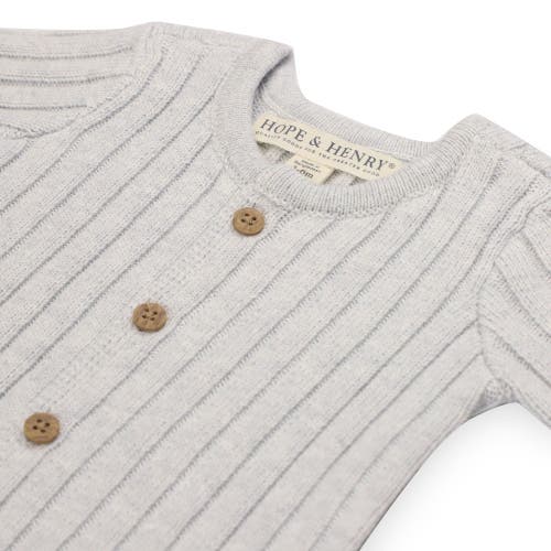 Hope & Henry Baby Shortie Romper & Jacquard Blanket Gift Set In Light Gray Heather