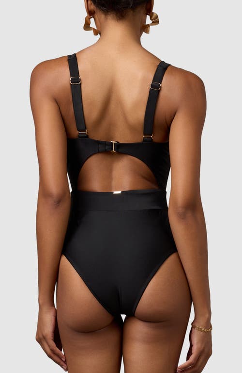 Shop Mbm Swim Peace One-piece Swimsuit In Black