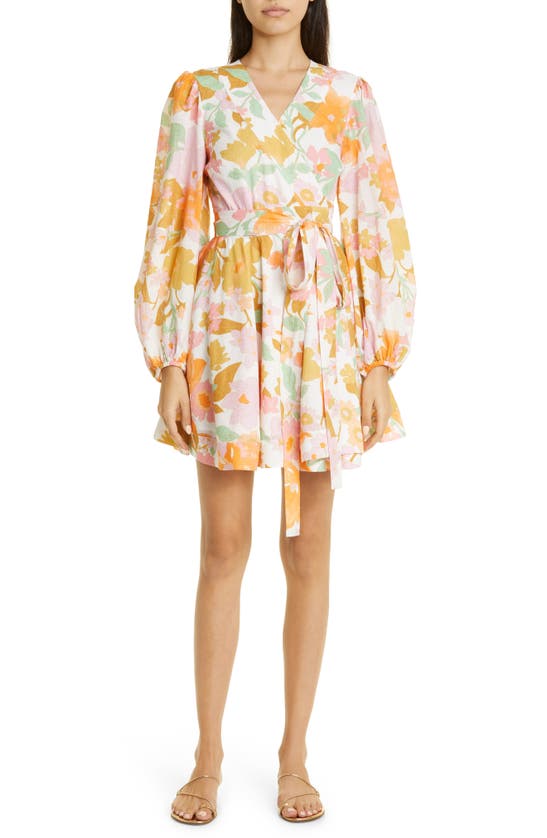 Mille Nan Floral Long Sleeve Cotton Wrap Dress In Harmony Floral