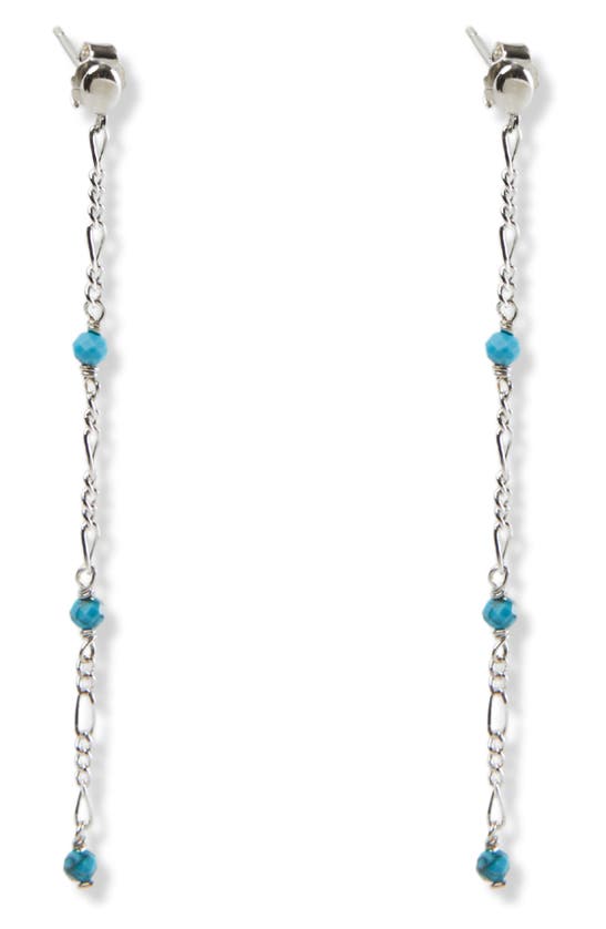 Shop Argento Vivo Sterling Silver Stone Figaro Chain Linear Earrings In Silver