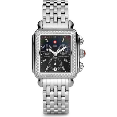 Michele Deco Diamond Chronograph Watch Head & Bracelet, 3m