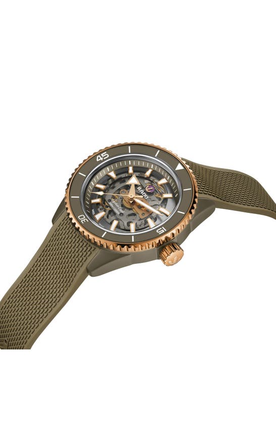 Shop Rado Captain Cook Rubber Strap Watch, 43mm In Green