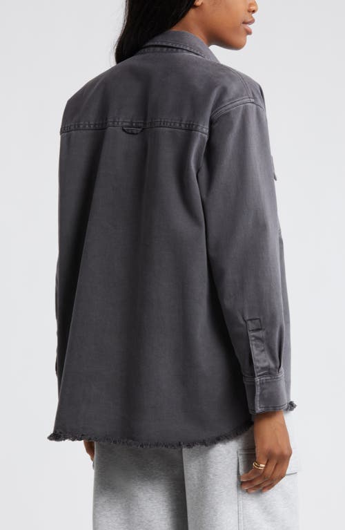 Shop Bp. Frayed Oversize Twill Workwear Shirt In Grey Phantom