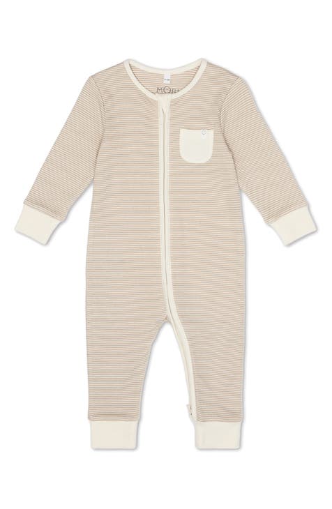 Clever Zip Stripe Fitted One-Piece Pajamas (Baby)