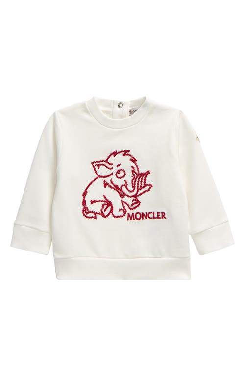 Shop Moncler Kids' Embroidered Mammoth Graphic Sweatshirt In White