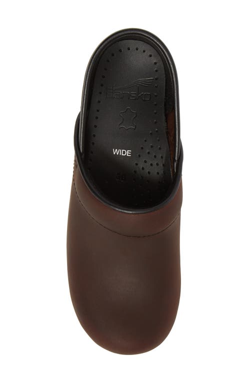 Dansko Wide Pro Clog In Antique Brown/black Leather