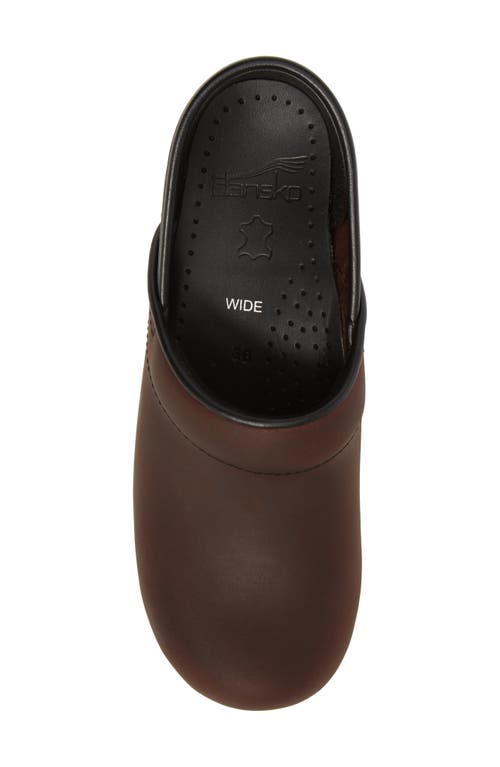 Shop Dansko Wide Pro Clog In Antique Brown/black Leather