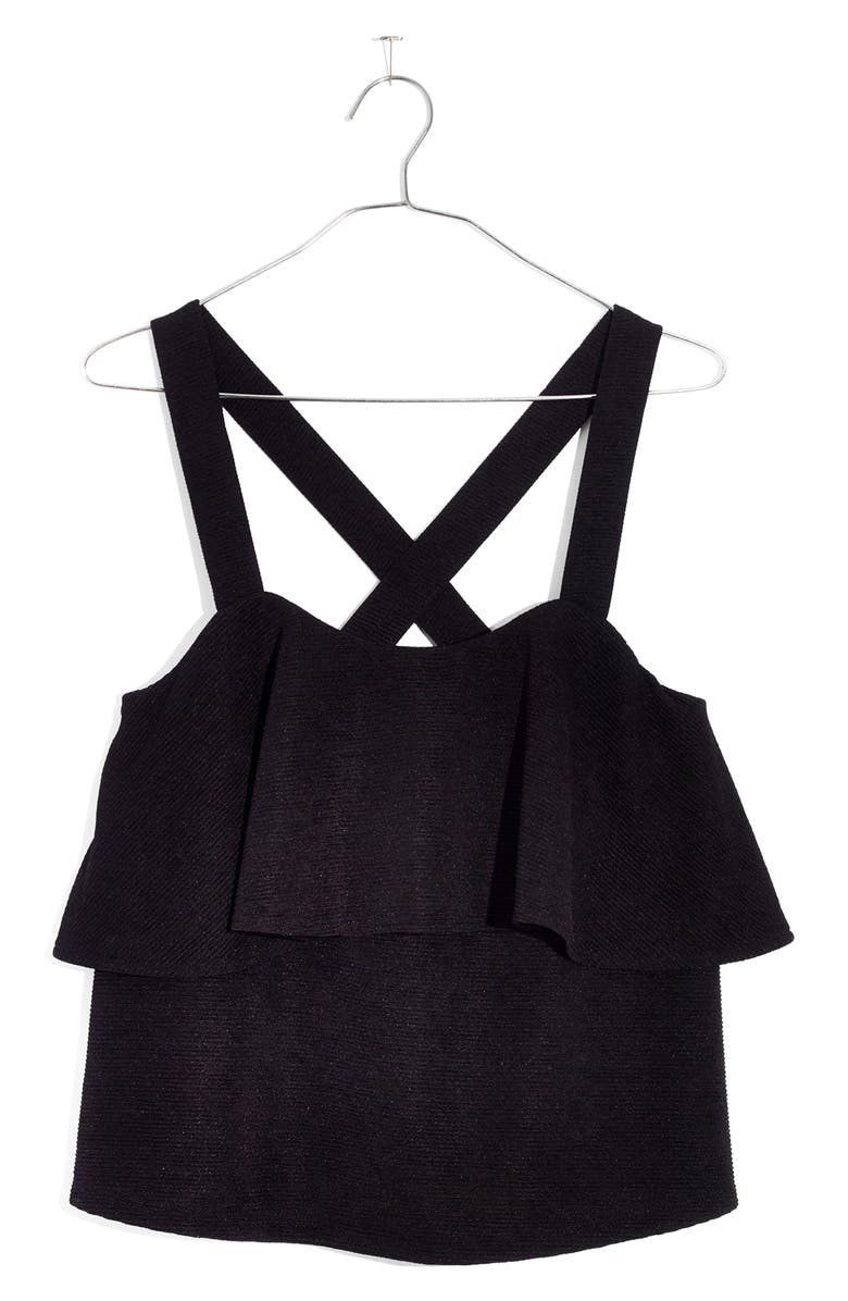 MADEWELL Texture & Thread Tiered Tank, Main, color, TRUE BLACK