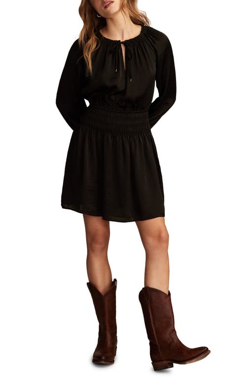 Shop Lucky Brand Long Sleeve Satin Minidress In Black