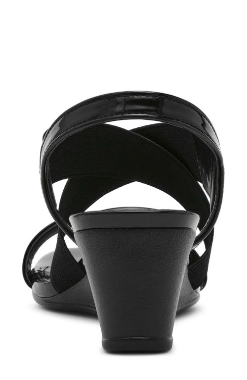 Anne Klein Bellamy Wedge Sandal In Black Stretch Patent