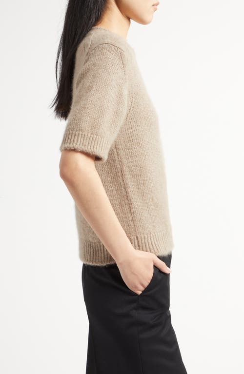 Shop The Row Hibiscus Short Sleeve Cashmere Knit Top In Ancient Sand