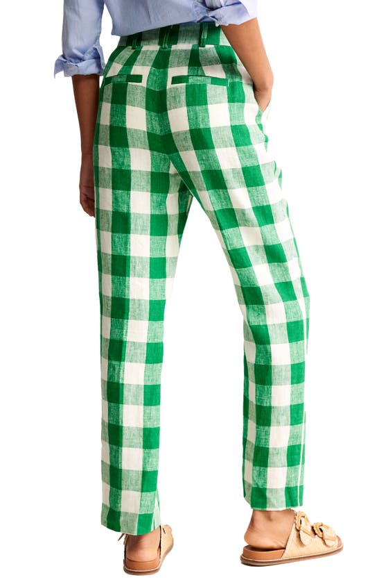 Shop Boden Kew Linen Pants In Green Gingham